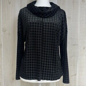 NWT Y2K Liv by Habitat Top Texture Black Semi-Sheer Cowl Neck Art To Wear L/S XS